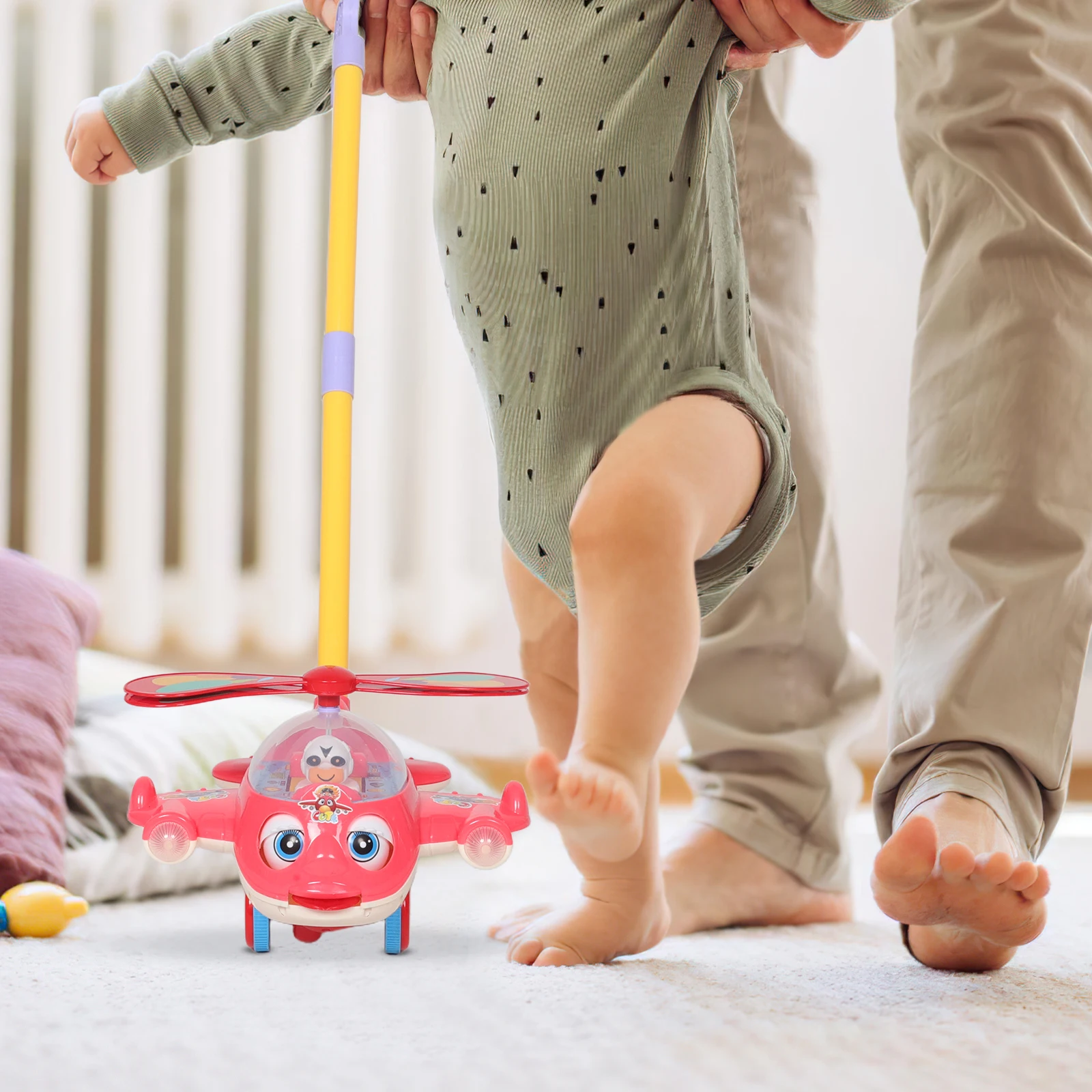 

Baby Learning Walker Adjustable Height Single Rod Push Toy Whistle Design Toddler Walking Cart Stroller Plastic Pull Activity