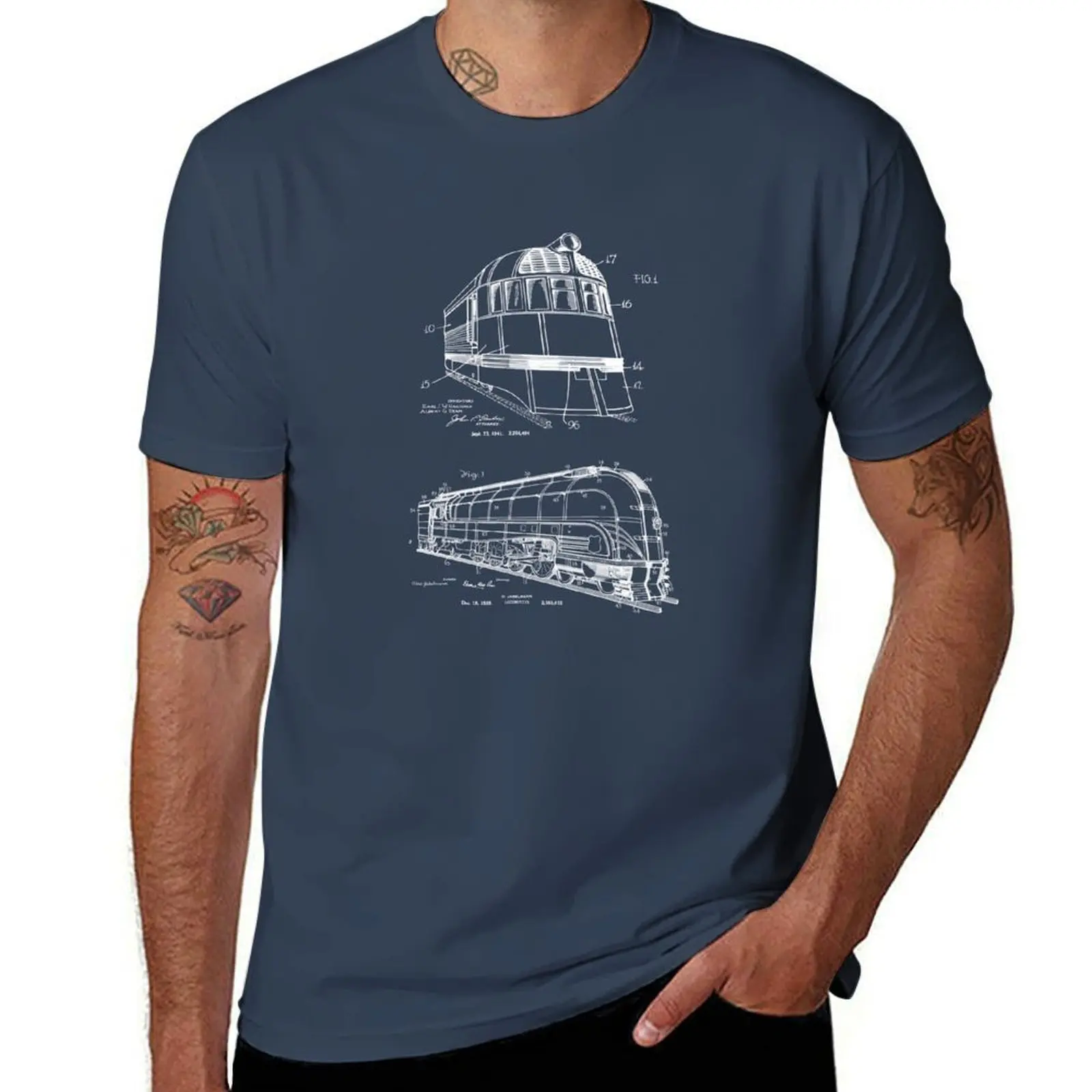

Vintage Trains US Locomotive Patents Rail T-Shirt Quick Dry Travel T-Shirt