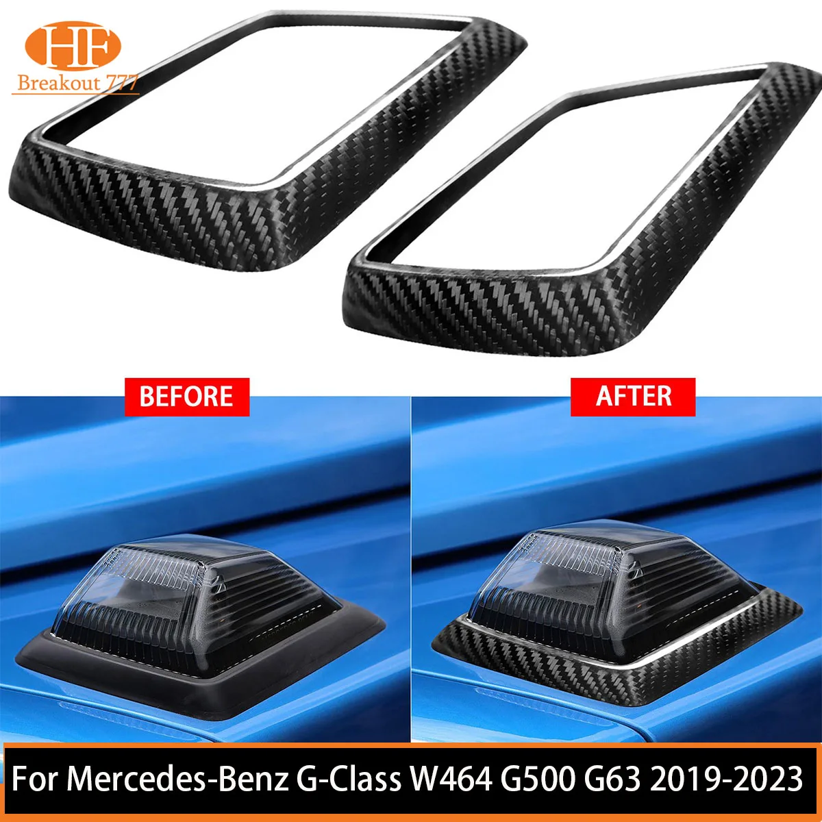 

2 Pcs/Set Front Side Engine Hood Turn Signal Light Frame Cover Carbon Fiber For Mercedes-Benz G-Class W464 G500 G63 2019-2023