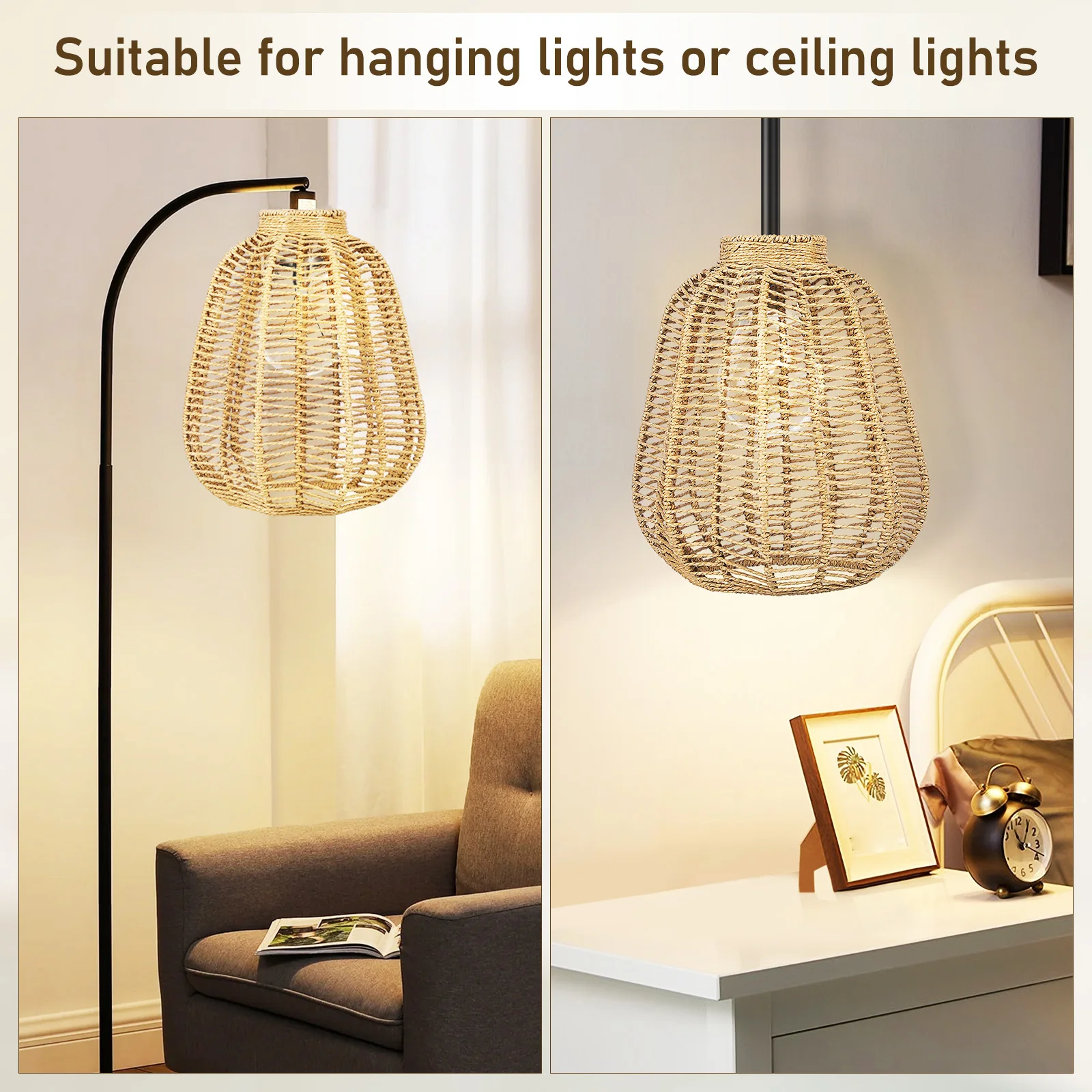 

Rattan Lamp Shade Woven Light Accessory Sturdy Exquisite Craftsmanship Easy Assembly Versatile Use Living Room Decor