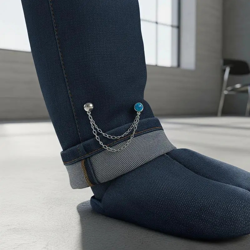 Magnetic Pants Chain Buckle 2 Pack Silver Strong Adsorption Quick Install for Denim Pants Trousers Waist Adjustment