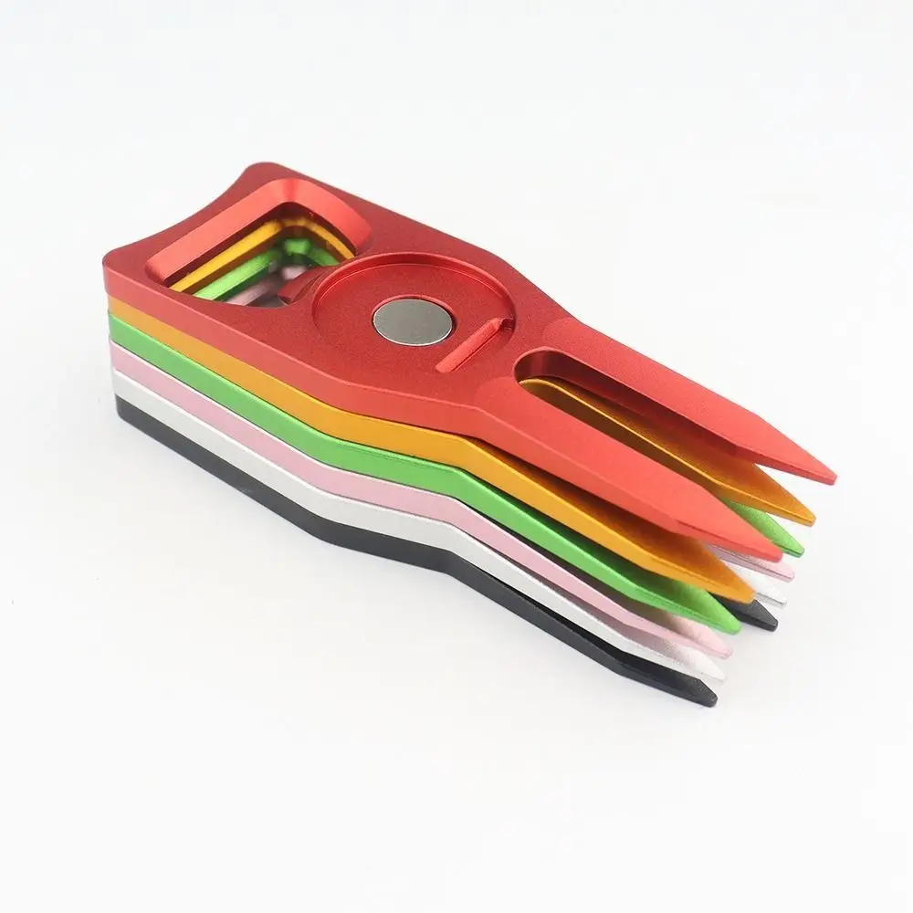 6-in-1 Golf Ball Fork Bottle Opener Multi-functional Golf Fork Marker Creative Magnetic Golf Groove Cleaner Golfer Gift Box