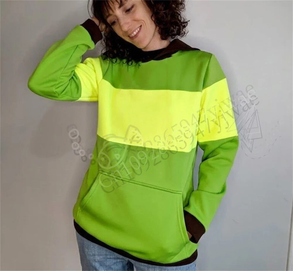 Game Deltarun Kris Frisk Cosplay Hoodie, horizontal gestreiftes Sweatshirt, Herbst-/Wintermode, Kapuzenpullover für Erwachsene und Kinder. – Detail 6