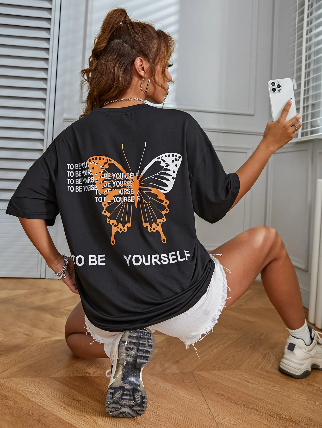 To Be Yourself Letter T-Shirts Women Street Funny Tshirt O-Neck Breathable Cotton Clothing Summer Fashion Casual T Shirt Female