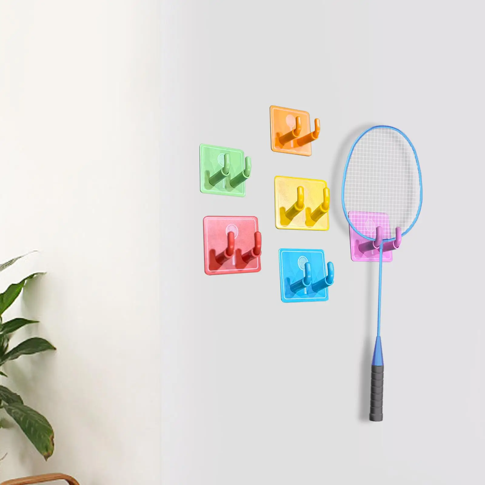 6-teiliger an der Wand montierter Schlägerständer, Badmintonschlägerhaken, universeller Haken zum Aufhängen, Tennisschlägerhalter für Fitnessstudio, Garage, Spielzimmer