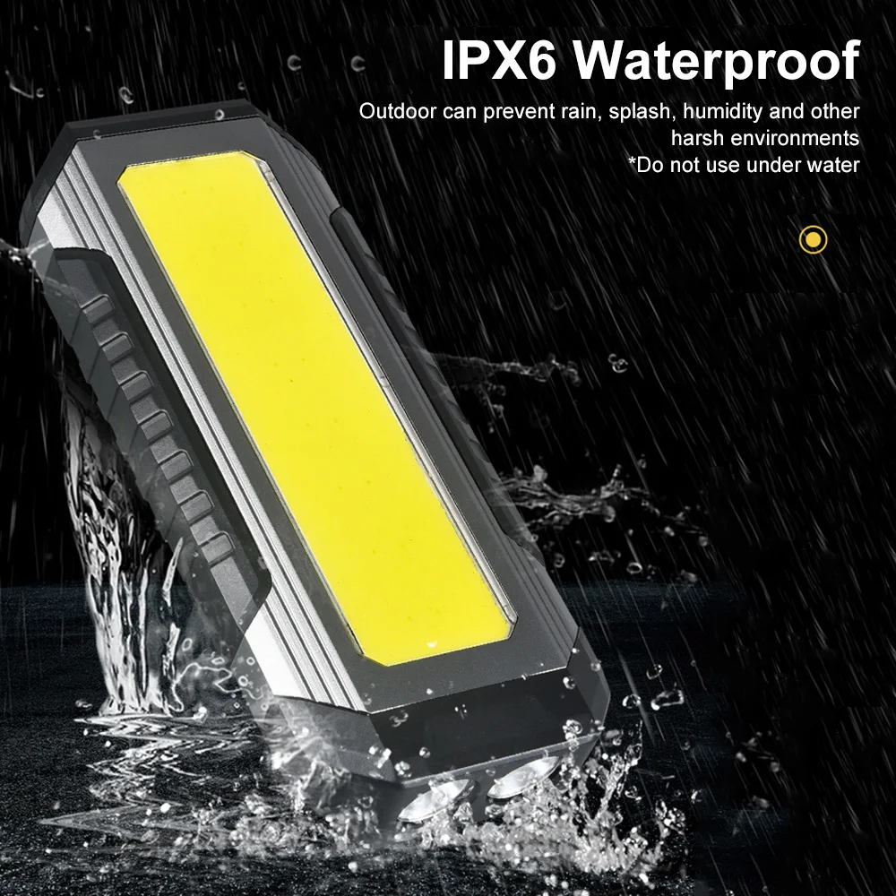 Portable Floodlight COB Work Light 98LED Emergency Floodlight Pocket Flashlight Waterproof with Magnet Flashlight for Camping