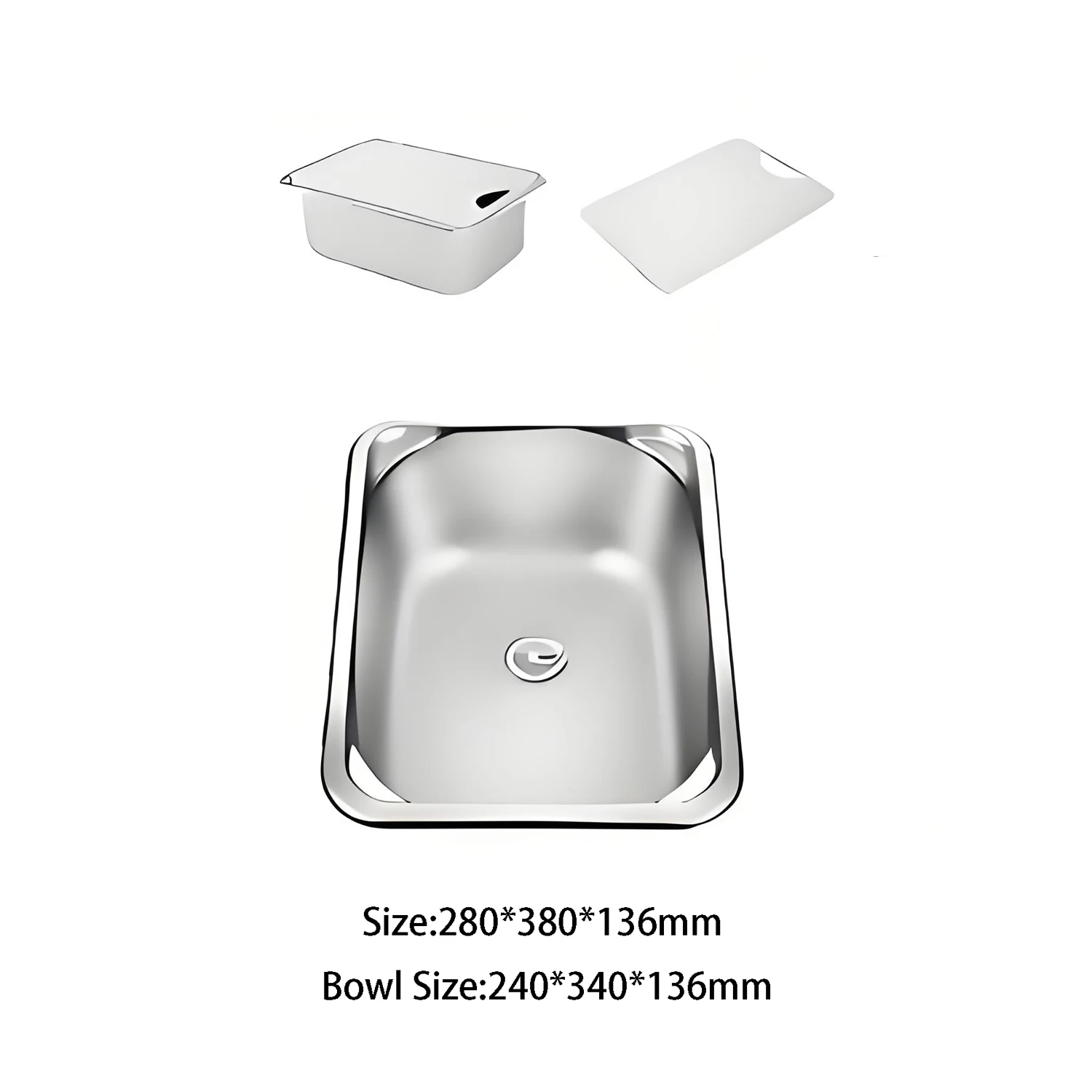 

RV/Marine Sink with Cover & Cutting Board, 304 Lead-Free Stainless Steel, for Camper/Yacht /Caravans/Motorhome Kitchen