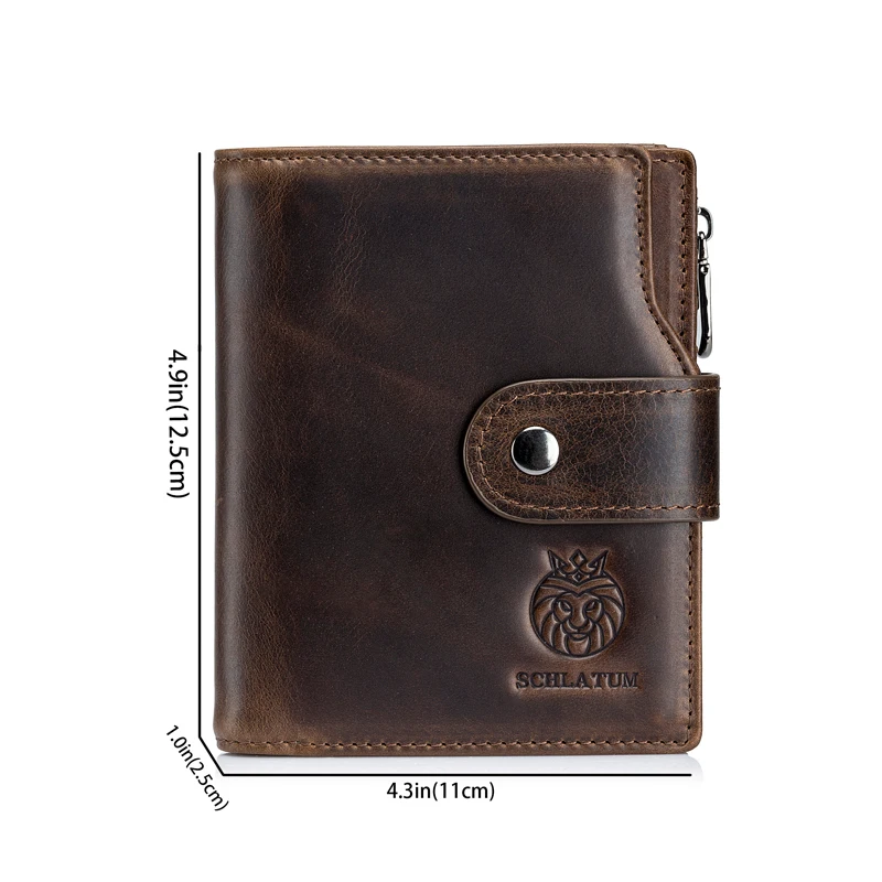 SCHLATUM-Portefeuille d\'affaires en cuir véritable pour hommes, porte-cartes RFID pour hommes, porte-monnaie, portefeuille de voyage, anti-vol,