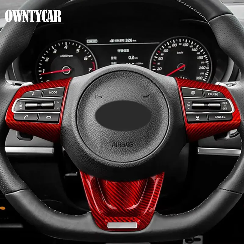 

Real Carbon Fiber Cover For Kia Stinger 2018 2019 2020 2021 2022 2023 2024 Car Steering Wheel Panel Interior Trim Accessories