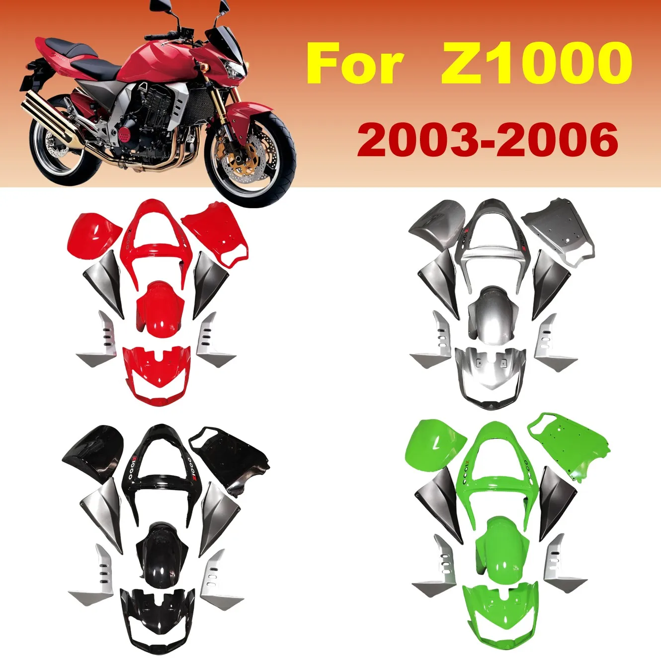 Kit carenatura personalizzata per Kawasaki Z1000 2003 2004 2005 2006 Set copertura corpo stampato ad iniezione