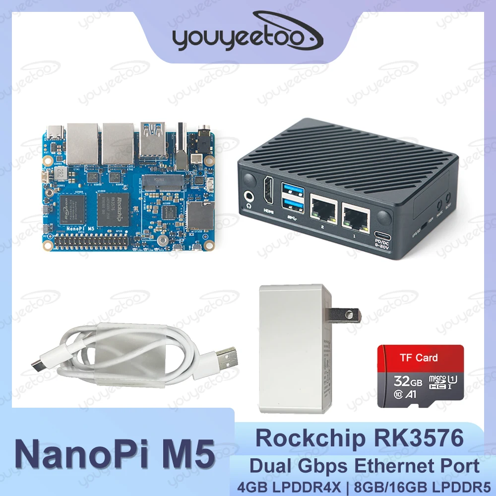 【セール中】NanoPi M5 オープンソース ミニ シングルボード コンピュータ Rockchip RK3576 SoC デュアル Gbps イーサネット ポート UFS モジュール M.2 SDIO WiFi 対応