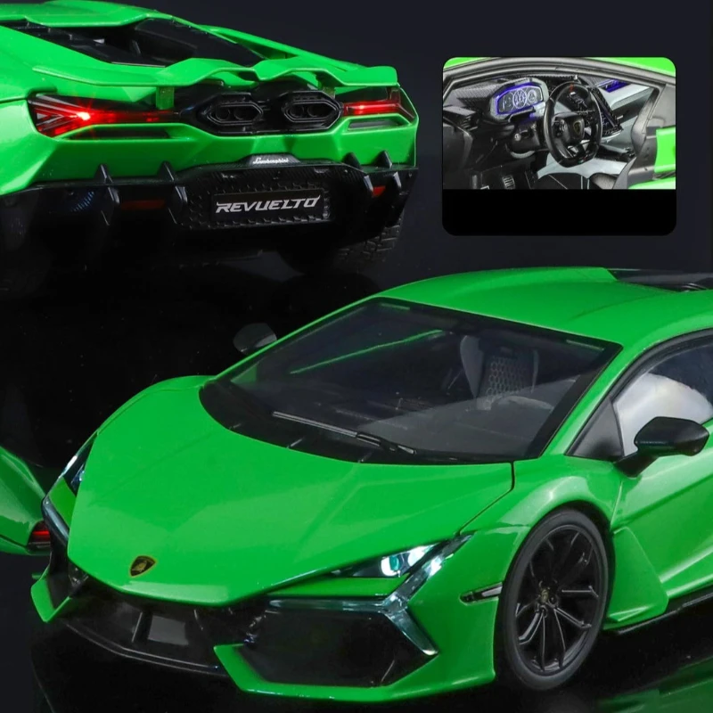 1:18 Revuelto Supercar pressofuso in lega modello di auto giocattolo simulazione suono luce giocattoli decorativi avanzati per ragazzo