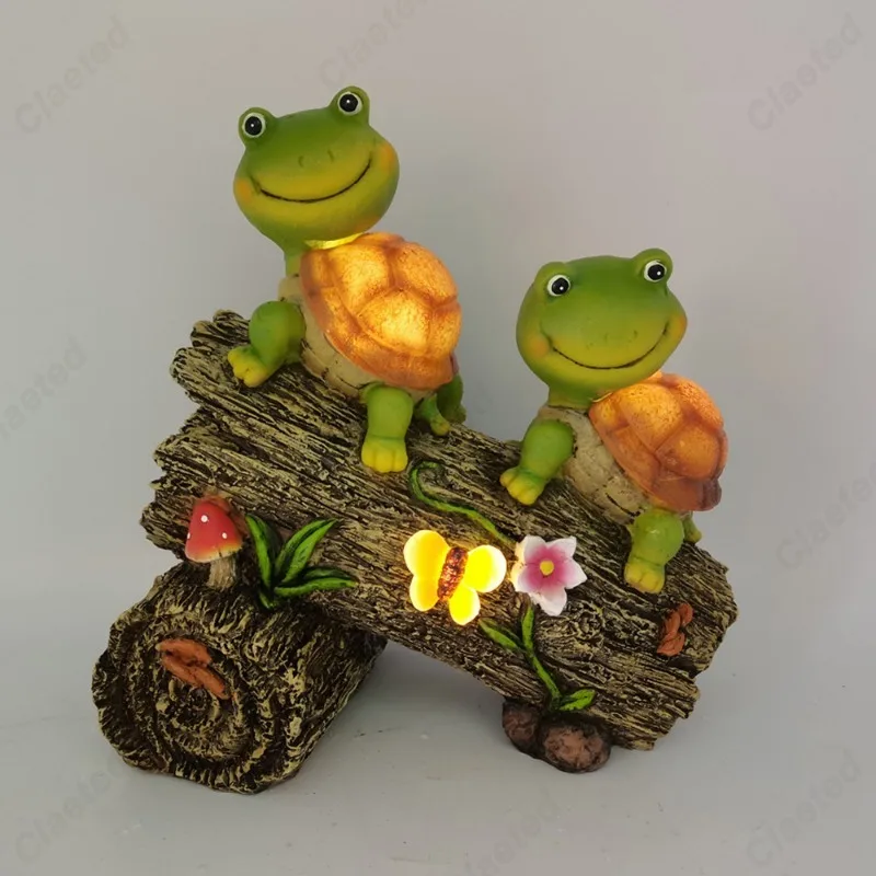 Solar Resin Lamp Turtle Climbing Tree Courtyard Garden Lawn Animal Statues Decorative Atmosphere Ornaments