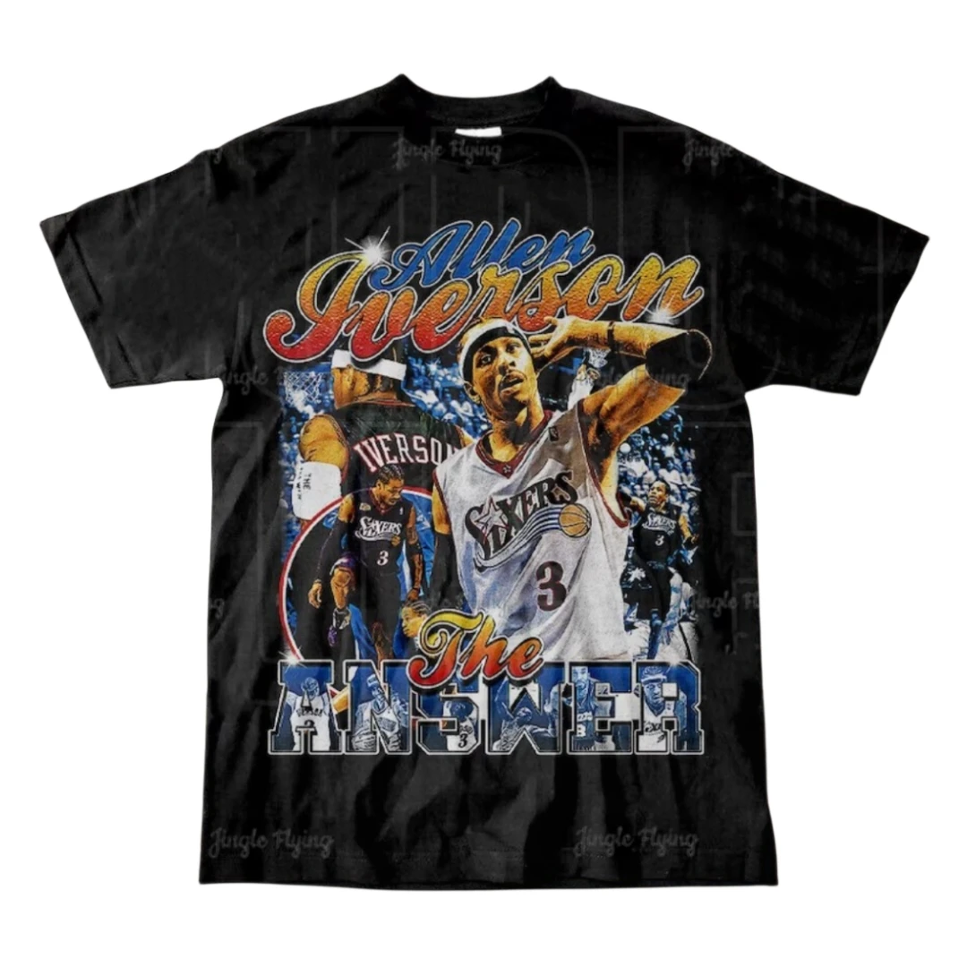 Vintage Allen Iverson T-Shirt The Answer Sport Tee Basketball Player 90's Graphic Tee Rap Hip Hop