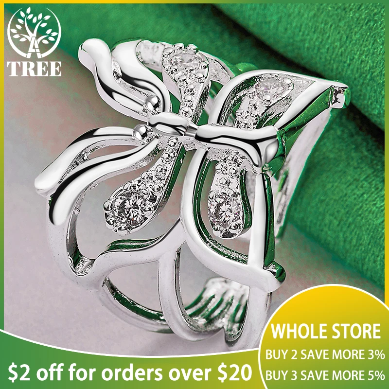 925 Sterling Silver regulowane otwarcie pusta cyrkonia pierścionek z motylem dla kobiet moda prezent urodzinowy ślubna biżuteria z wisiorkiem