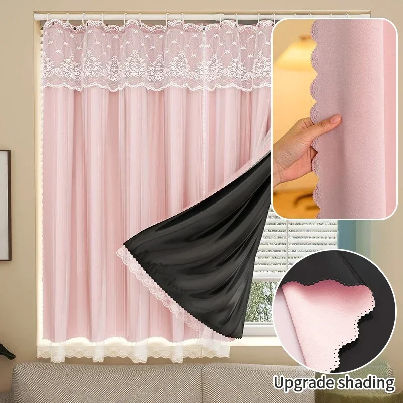 

Solid Color Ins Full Blackout Curtains Window Hanging Curtains Living Room Bedroom Blackout Drape Romantic Windows Drapes