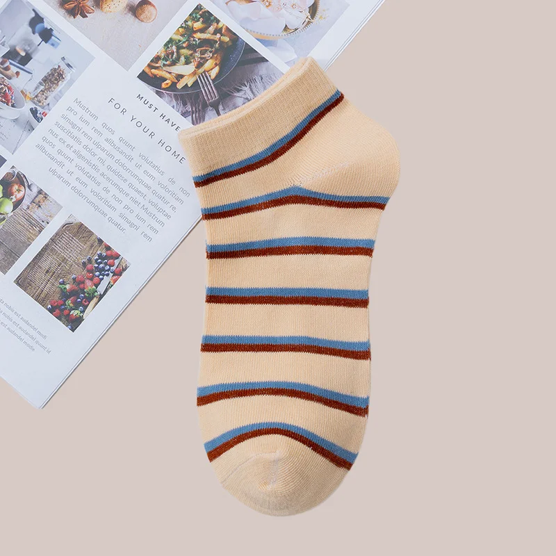 6/12 Pairs Student Polyester Cotton Socks Seasonal Shallow Mouth Versatile Adult Fashion Boat Socks Women's Plaid Short Socks