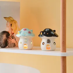 Cute Cartoon Ceramic Decorative Ceramic Creative Cartoon Ceramic Mushroom Incense Burner Tea Light Candle Holder