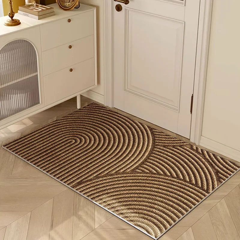 3D Visual Geometric Printing Door Mat PVC Coil Mat Elastic Wire Coil Entrance Doormat Dust-resistant and Anti-slip Floor Mats