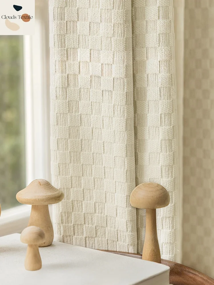 

French Chenille Curtains for Living Dining Room Bedroom Blackout New Thickened Light Luxury Cream Wind Vintage Cloth