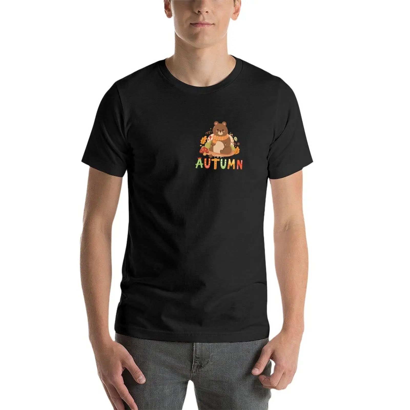 Autumn Season Cute Fall Bear T-Shirt graphics summer top t shirt men image 4