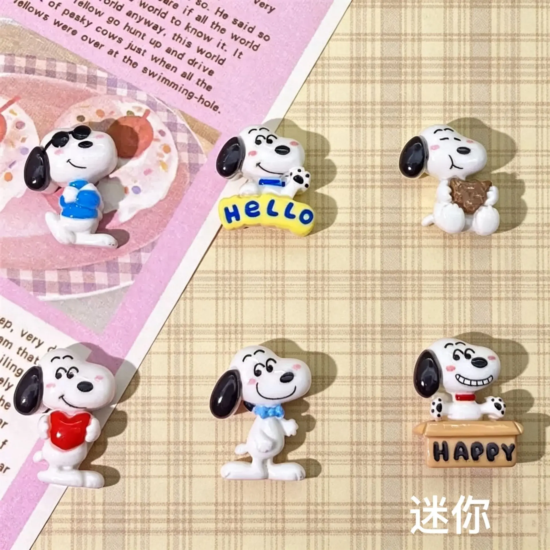 

Cartoon Mini Snoopy Happy Little Milk Dog Handmade DIY Hairpin Head Rope Phone Case Keychain Accessories Gift
