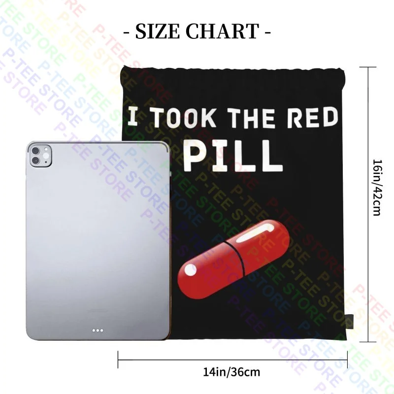 I Took The Red Pill Graphic Design Inspired By The Matrix Drawstring Bags Gym Bag Softback Storage Bag