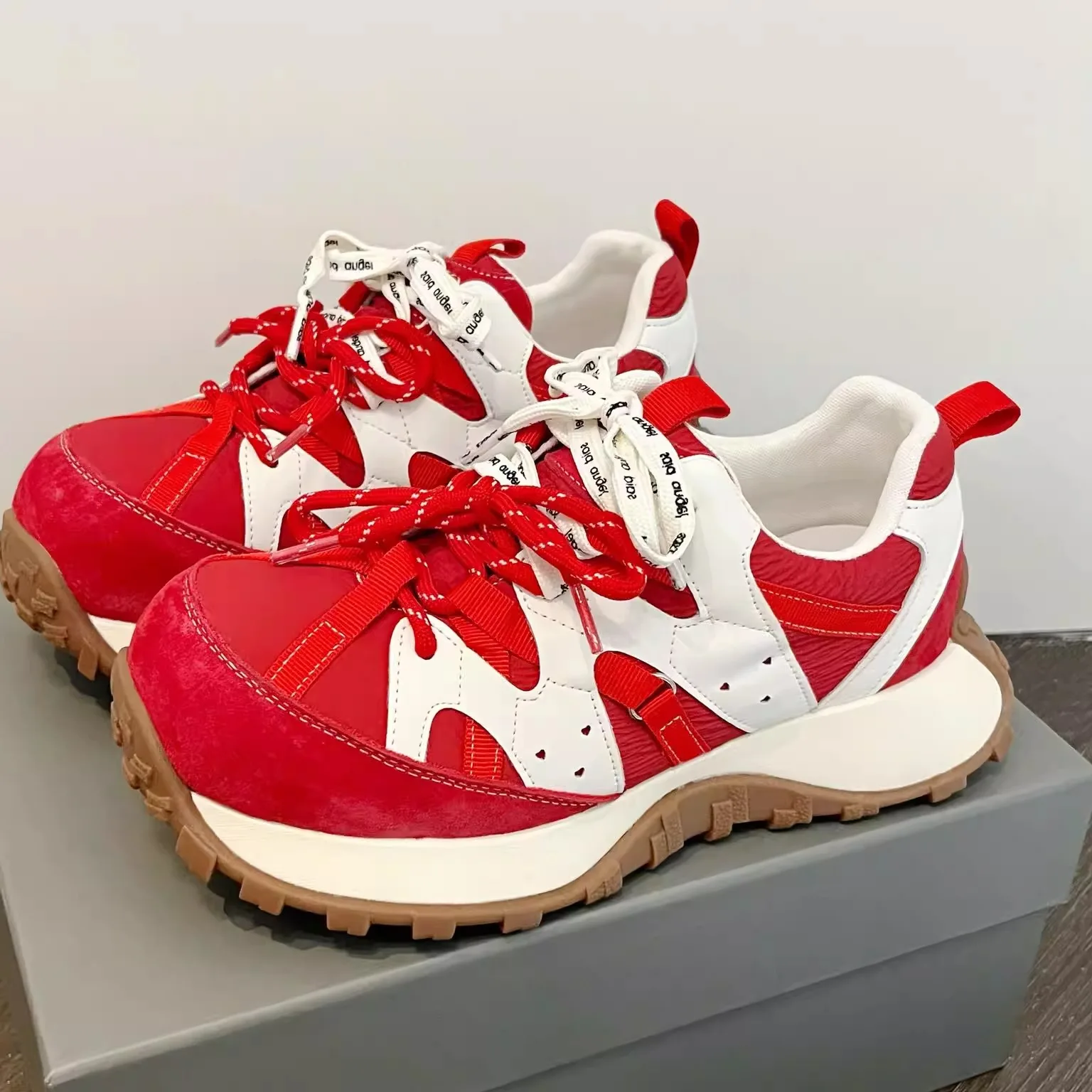 

Lightweight Leather Dequn Shoes Women's Sporty Comfortable Low-Top Round-Toe Rubber-Sole Versatile Casual Shoes for Spring