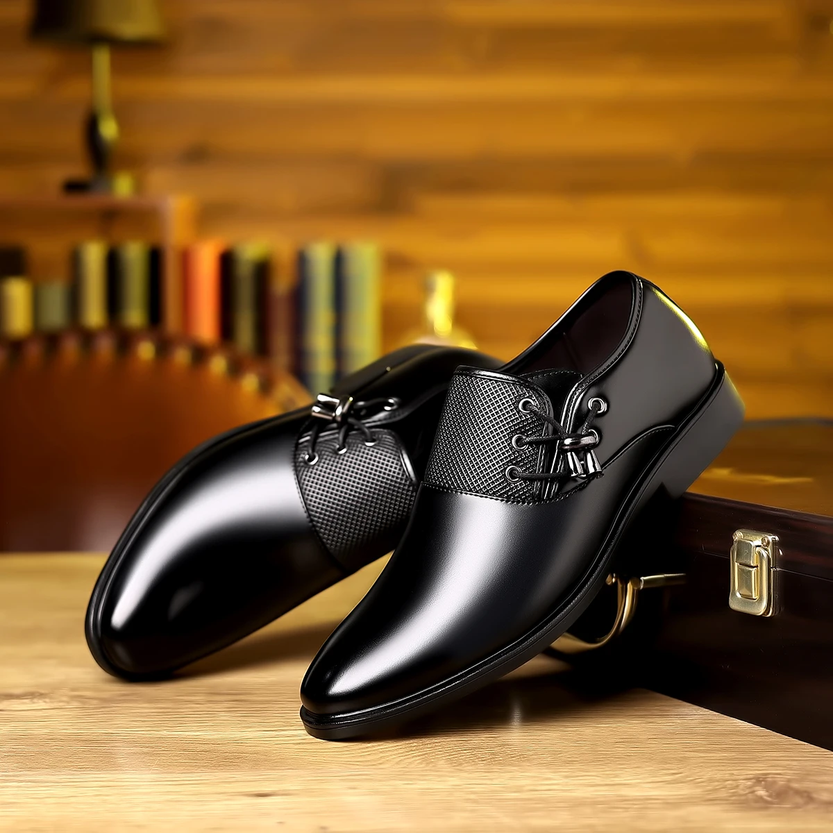 Men\'s Pointed Toe Lace-Up Dress Shoes, Non-Slip Formal Shoes For Wedding Party Business