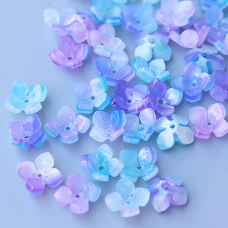 10-20pcs 14mm Resin Flower Petal Beads Caps Charms for Jewelry Making Components Needlework Loose Spacer Beads Accessories DIY