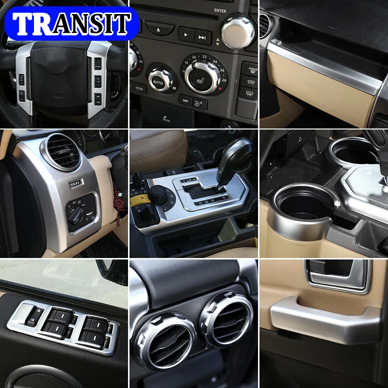 For Land Rover Discovery 3 Interior Trim Kit 2004-2009 ABS Silver Center Console Steering Wheel Decorative Panel Accessories