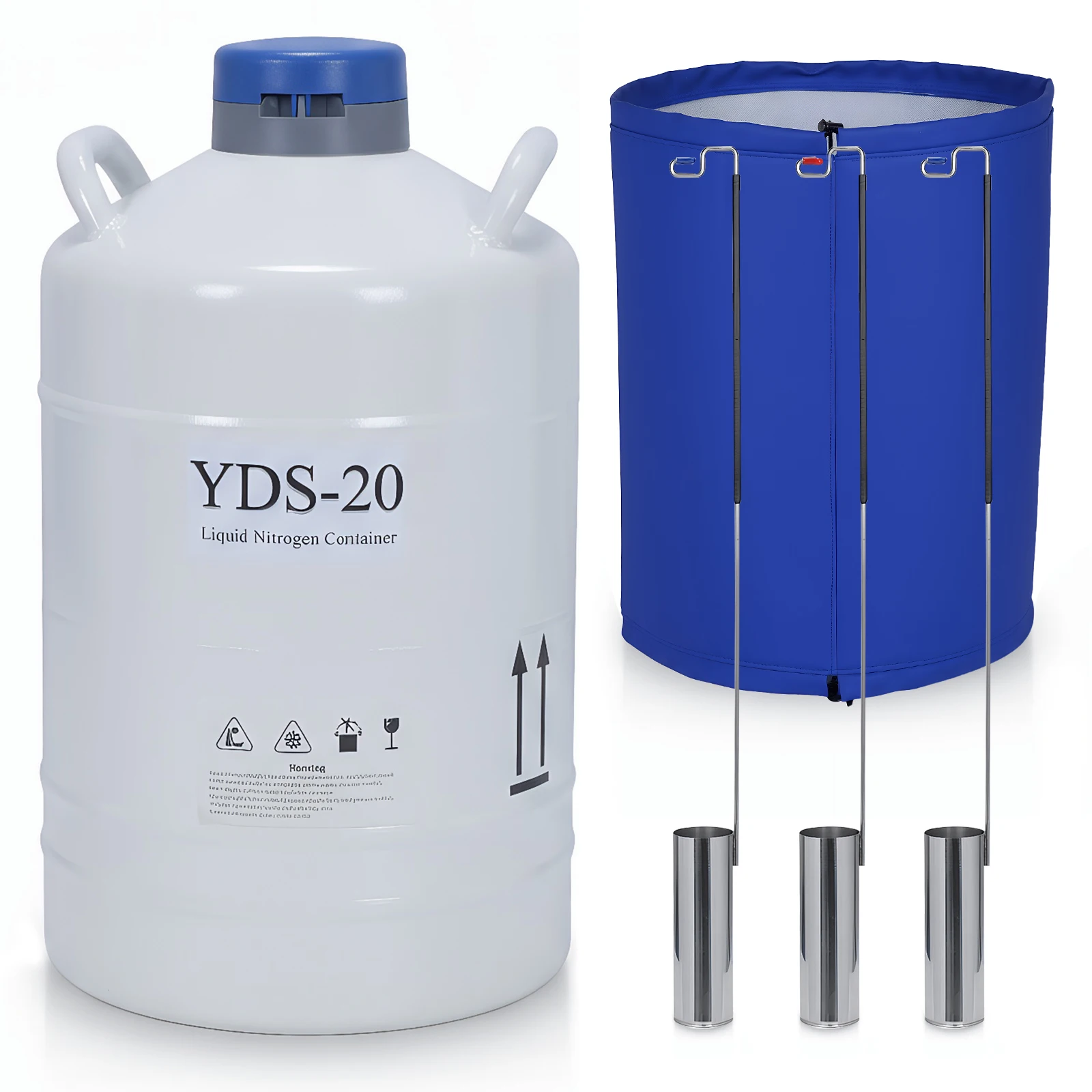 

20L Liquid Nitrogen Tank with 3 Canisters & Carry Bag Liquid Nitrogen Transport Container for Beauty Industry Semen Preservation