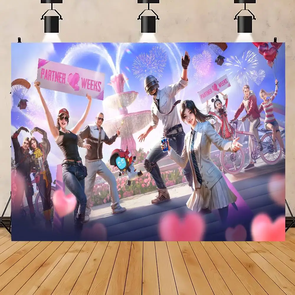 Game P-PUBG Photography Backdrop For Girls Baby Shower Birthday Party Decor Fairy Table Kids Dessert Table Banner Supply