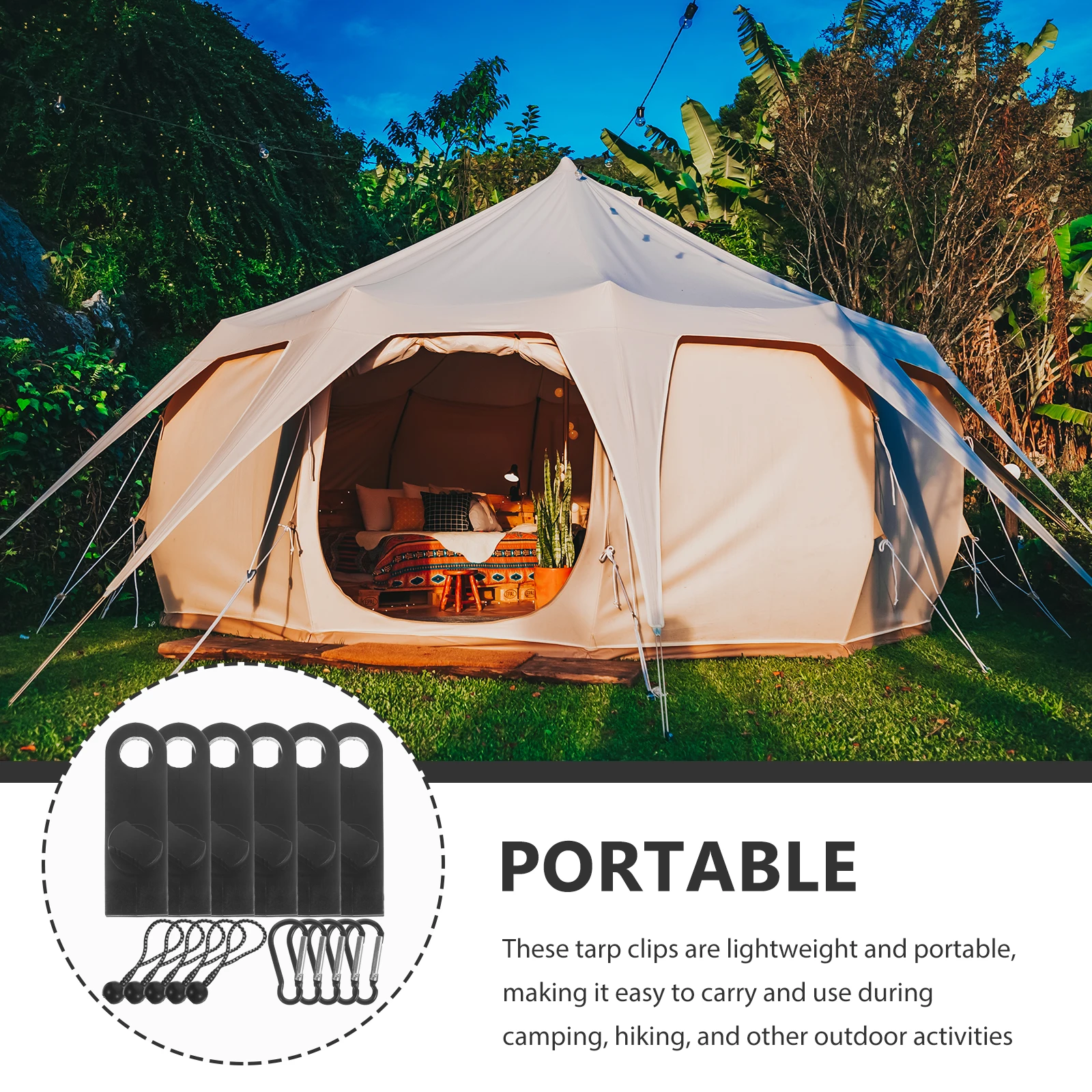 

Tent Clip Windproof Convenient Awning Tarp Clamps Clips Heavy Duty Lock Grip Multifunction Camping
