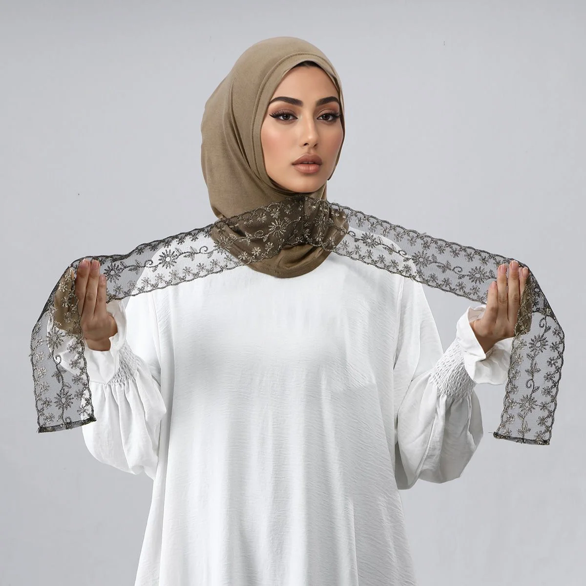 

New Design Cotton Jersey Muslim Hijab Caps with Lace Straps Undercap for Women Soft Solid Inner Cap Bonnet Hat Turban Bandana