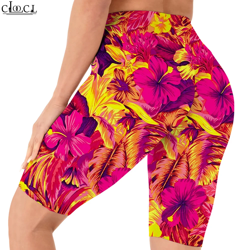 Cloocl lindas flores quebradas leggings padrão 3d impresso shorts feminino sexy ginásio moletom para mulheres biker shorts esportivos