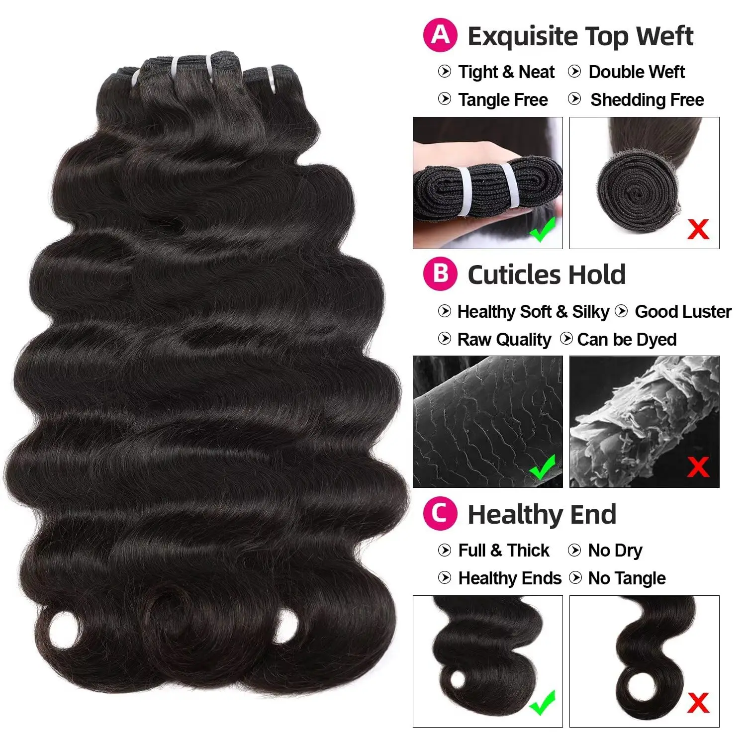 Lemoda الجسم موجة عذراء الشعر البشري حزم 100% غير المجهزة شعر بشري خام ملحقات 15A جودة كبيرة نسج الشعر 3 حزم