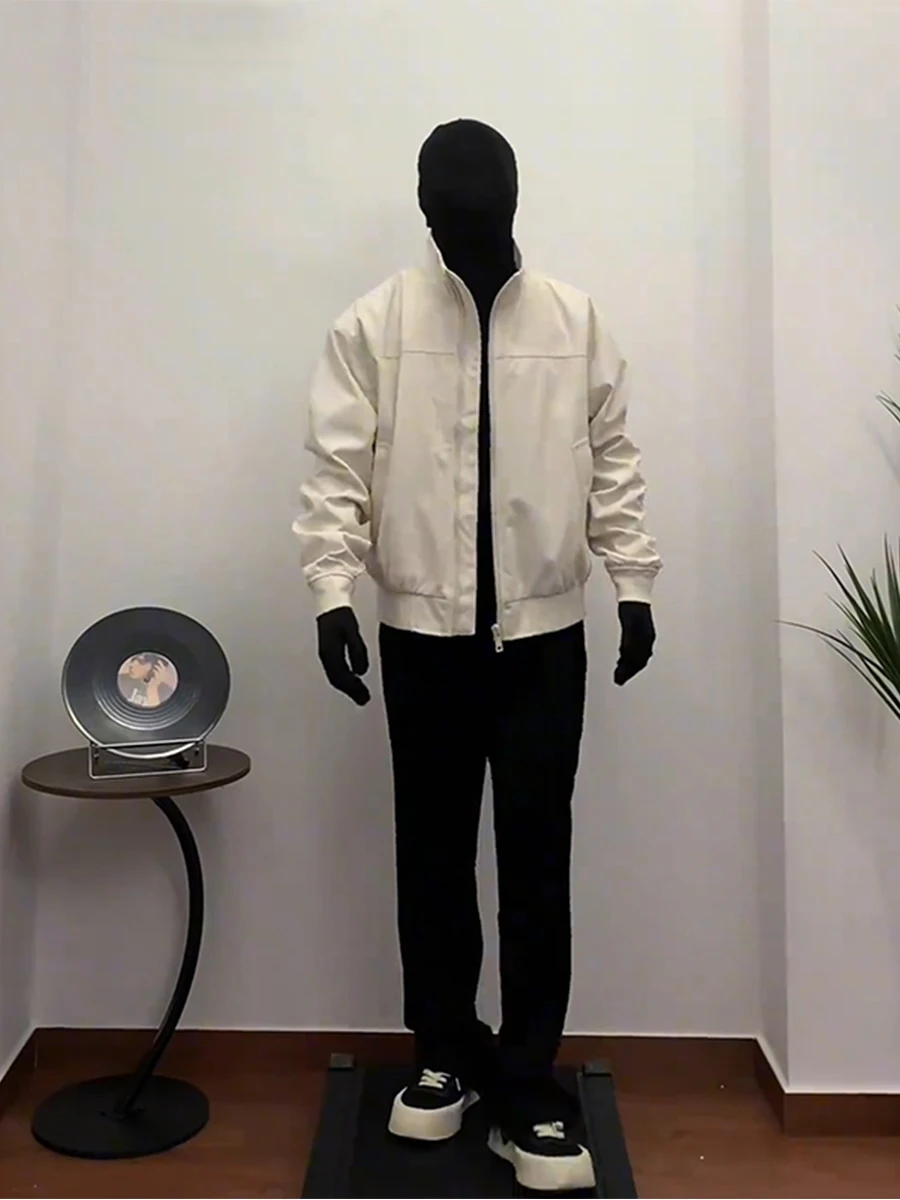 

ort American Sle Men's Jaet Apricot Color Tee-Proof Stand Collar Flight Coat Baseball orm Spring Autumn Outerwear