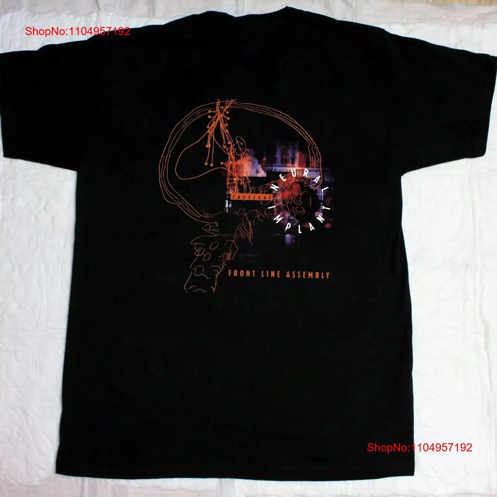 Taktisches neuronales Implantatalbum Front Line Assembly Band T-Shirt Volle Größe S 5XL Vintage Washed Vielseitige Mode Streetwear