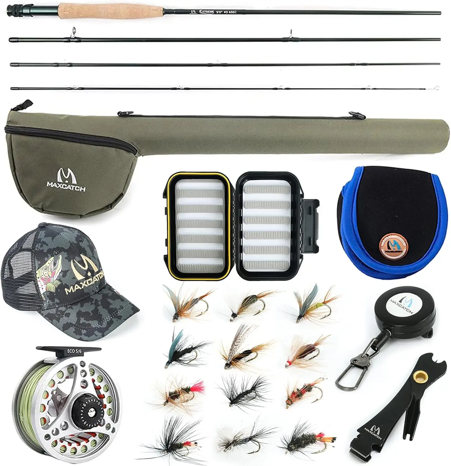 Maxcatch Extreme Fly Fishing Combo Kit 3/5/6/8 Weight, Starter Fly Rod and Reel Outfit, with a Protective Travel