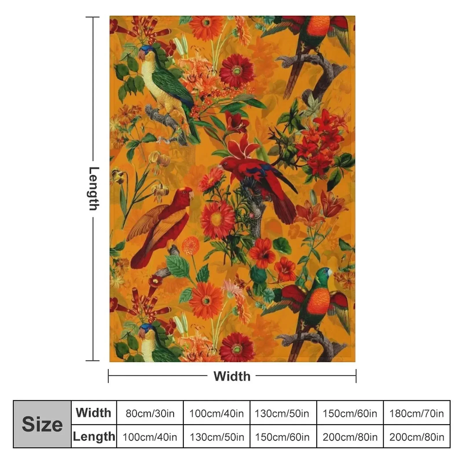 New Vintage Tropical Bird Jungle Garden orange Throw Blanket Single Sleeping Bag For Sofa Thin for sofa Blankets
