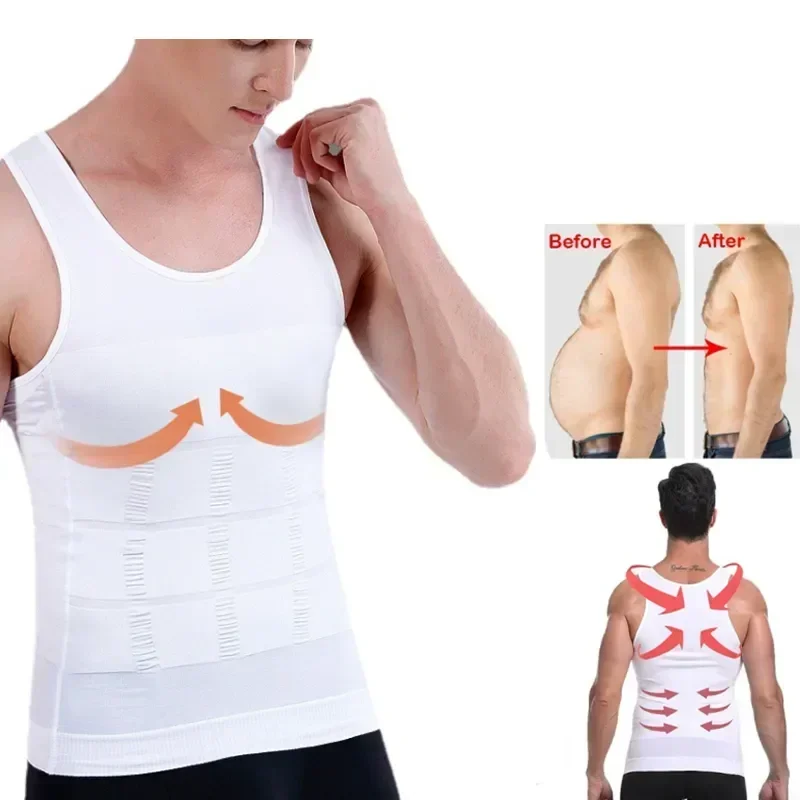 Chest Vest Men Shaper Slimming T-shirt Corrector Body Tummy Fat Burner Abdomen Compression Modeling Corset Posture Male