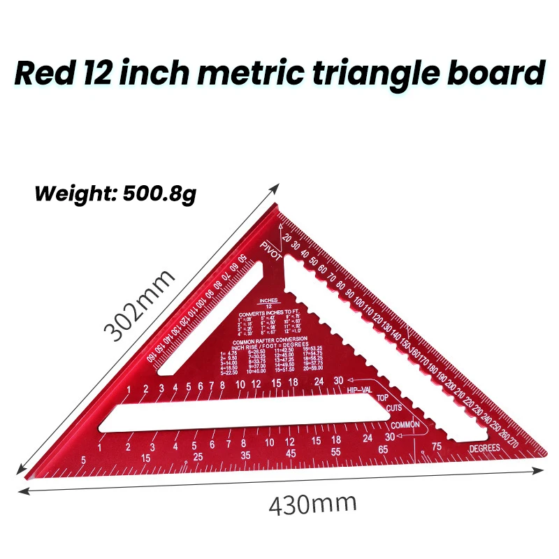 Portable Aluminum Alloy Triangle Square Ruler Measurement Woodworking Ruler Layout Measurement Tool