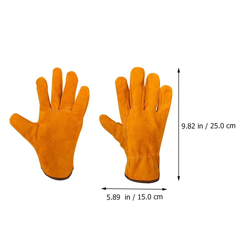1Pair Protective Welding Gloves Cowhide Heat Resistant Wear Resistant Gloves for Welding Food Production Forestry