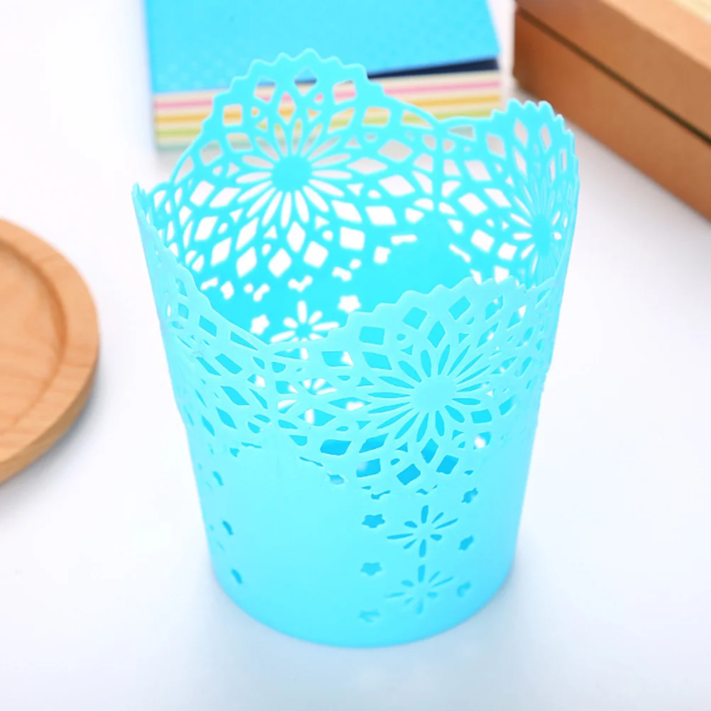 

6Pcs Premium Plastic Lace Pen Holder Cute Pencil Storage Cup Organizational Desk Accessory for Home Office Use