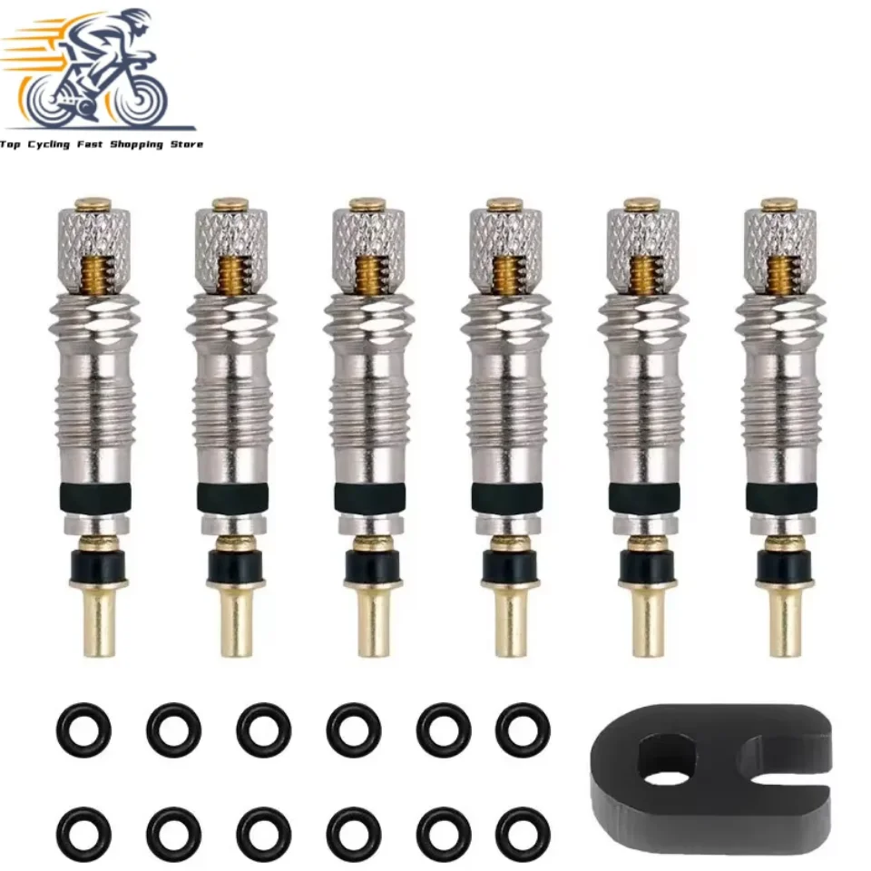 2/6/12PC Bicycle Valve Tool Road Bike Valve Core Brass CNC FV Tyre Valve Core MTB Bike Valve Core Tubeless Repair Tool Kit