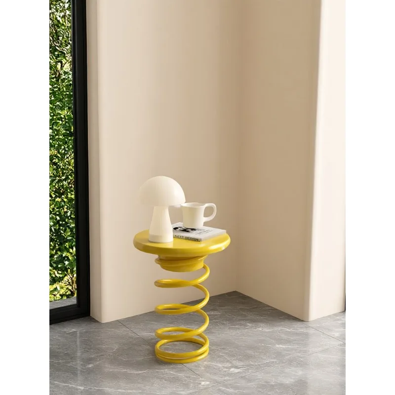 Creative Macaron Spring Stool Colorful Bounce Side Table, Cream Vanity Bench for Small Apartment, Entryway Shoe Seat