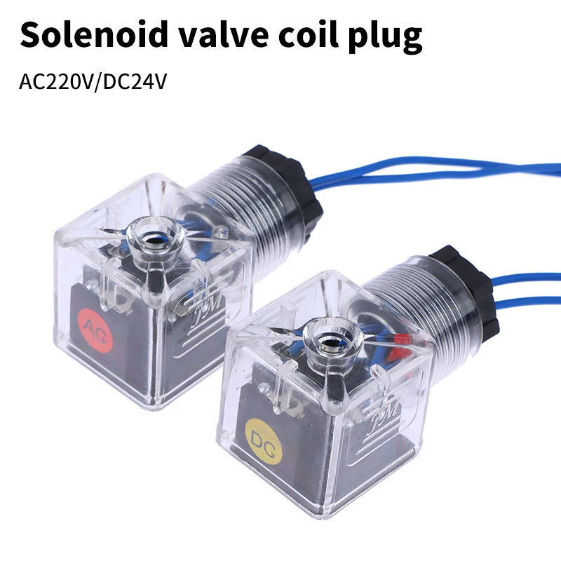 

Hydraulic Solenoid Valve Plug Electromagnet Junction Box With Lamp DC 24V/AC 220V Transparent Pneumatic Lamp Holder