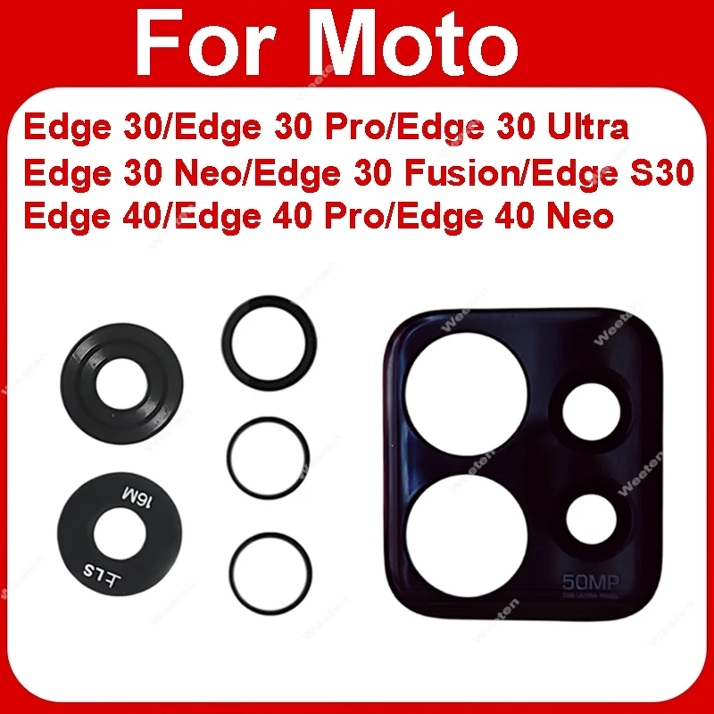 Camera Glass Lens For Motorola Moto Edge 30 S30 40 Pro Ultra Neo Fusion Rear Lens With Adhesive Sticker Small Parts Replacement