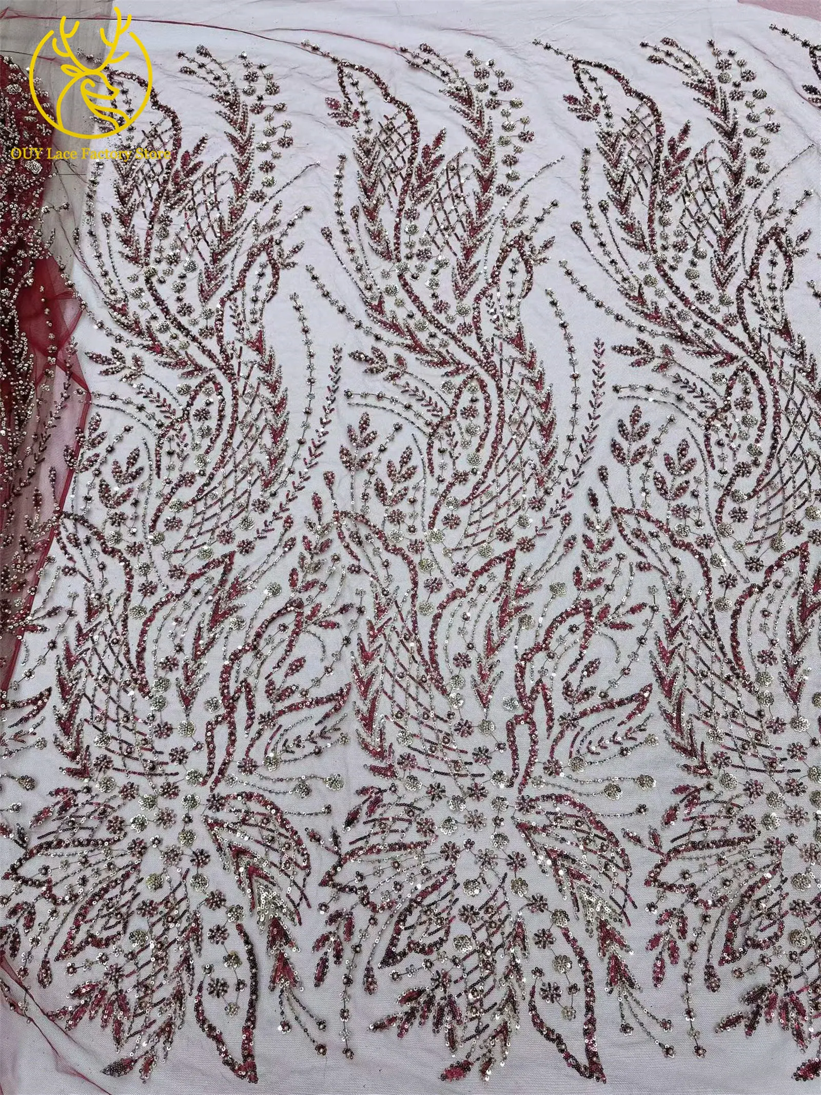 2026 Französisches Hochzeitskleid Perlen-Pailletten-Spitzenstoff 5 Yards Nigerianischer Tüll-Spitzenstoff Afrikanischer Spitzenstoff für Hochzeitsfeier-Näharbeiten – Detail 18
